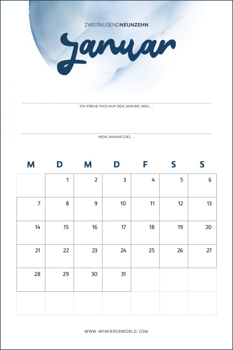 Kalender 2019 Zum Ausdrucken – Inkl. Anleitung Für Mehr destiné Kalender Zum Ausdrucken