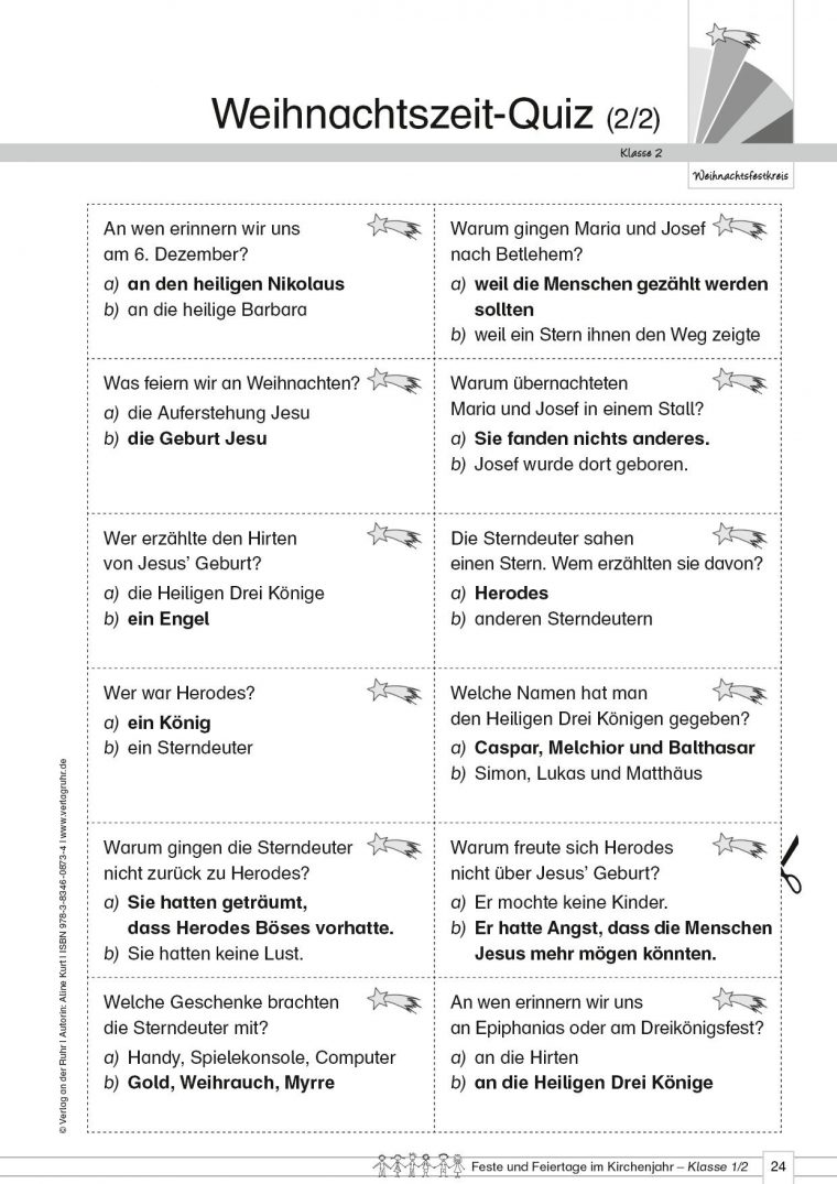 Kopiervorlage "Weihnachtszeit-Quiz (2/2)" Aus „Feste Und dedans Senioren Quizfragen