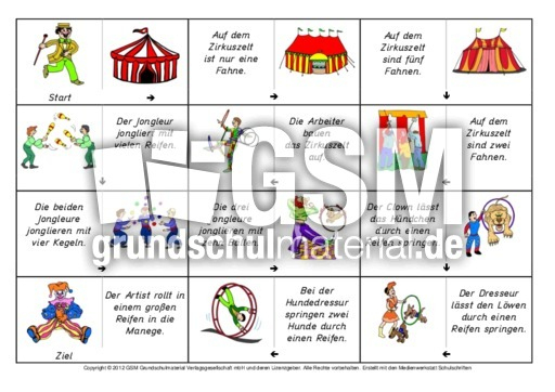 Lesedomino-Zirkus-6 – Lese-Schreibübungen – Werkstatt dedans Zirkus Grundschule Material