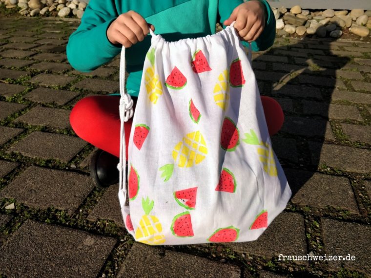 Melonen Und Ananas Kartoffeldruck Mit Kindern Selbermachen! dedans Taschen Basteln Mit Kindern