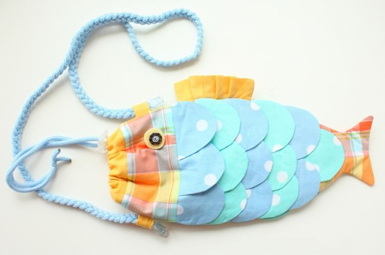 Stoff Tasche Fisch Basteln Nähen Diy Ideen Meeresbewohner pour Taschen Basteln Mit Kindern