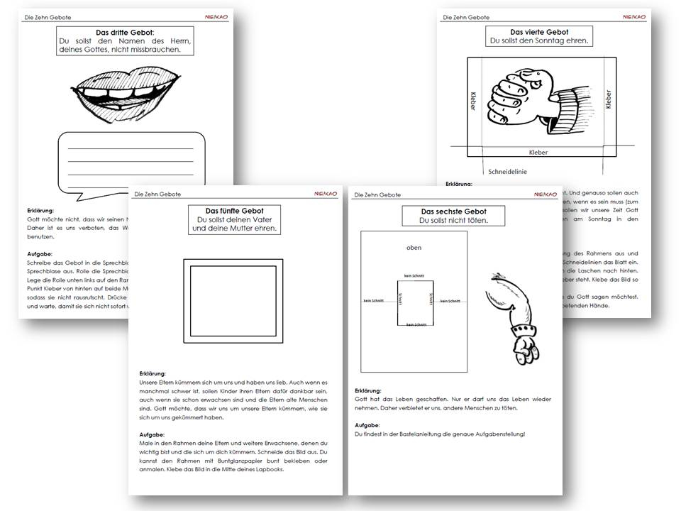 Unterrichtsmaterial, Übungsblätter Für Die Grundschule à 10 Gebote Katholisch