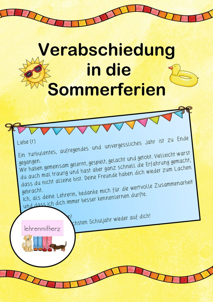 Verabschiedung-Kärtchen Für Die Sommerferien serapportantà Kurze Sagen Für Die Schule