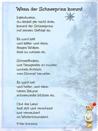 Wenn Der Schneeprinz Kommt * Elkes Kindergeschichten tout Kindergedichte Weihnachten