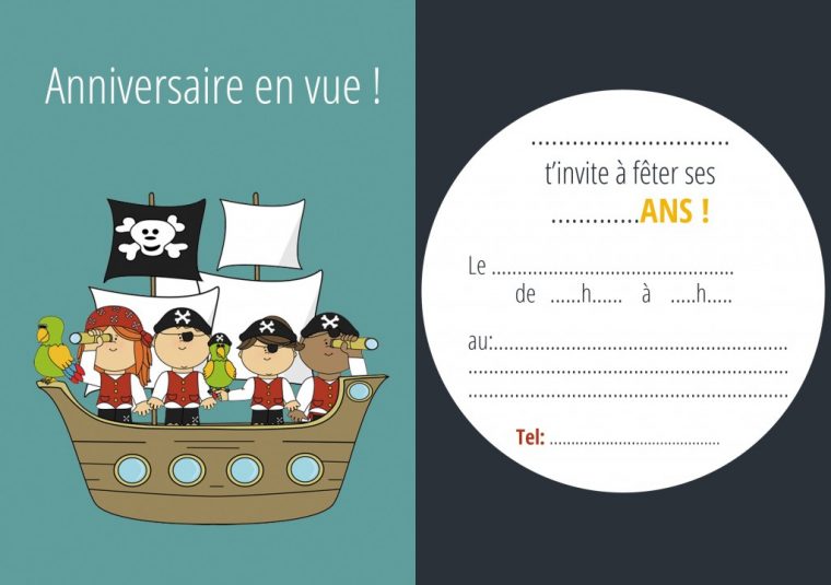 Carte Bateau Pirate | Mon Anniversaire Pirate serapportantà Carte Invitation Anniversaire Gratuite Imprimer