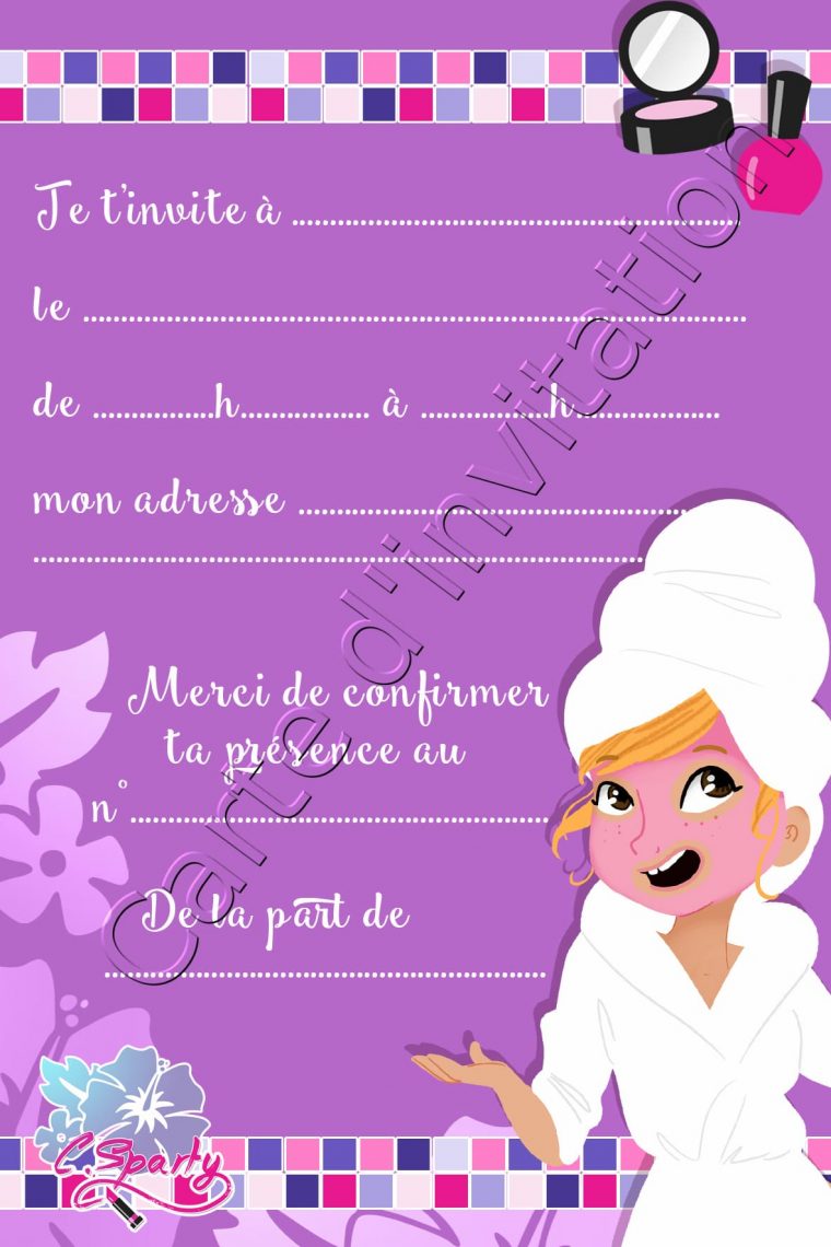 Carte D'Invitation Spa Party Personnalisable Pour Enfant encequiconcerne Carte Invitation Anniversaire Gratuite Imprimer