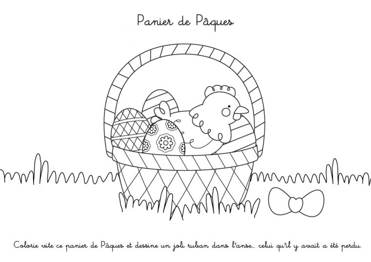 Coloriage À Imprimer : Panier De Pâques Avec Poule dedans Panier De Paques A Imprimer Gratuit