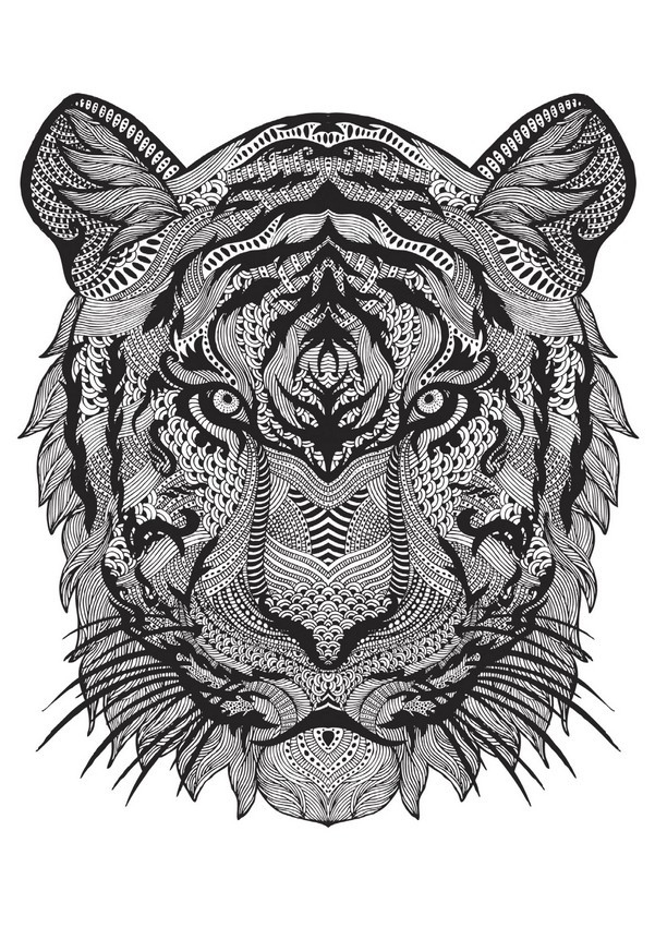 Coloriage Anti-Stress Zen Tigre Dessin Gratuit À Imprimer à Coloriage A Imprimer Gratui Mandala Animaux