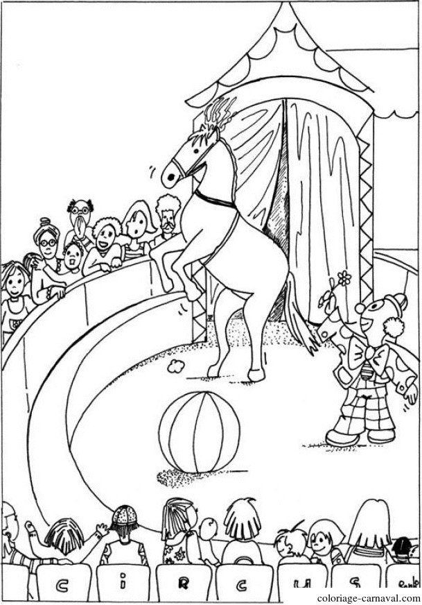 Coloriage Cirque Cheval Clown Dessin Gratuit – Coloriage intérieur Cheval Barbie Dessin Facile