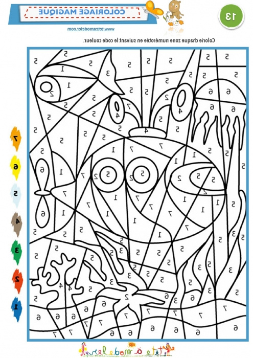 Coloriage Code Beau Galerie Coloriage Codé Simple pour Tete A Modeler Coloriage