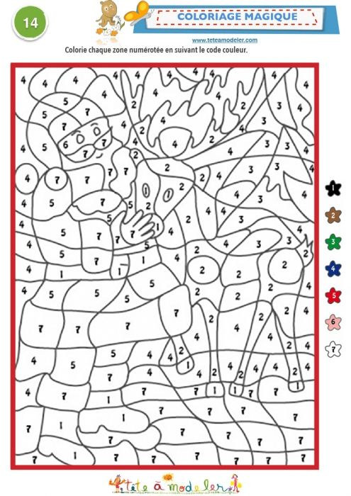 Coloriage Magique 14 Codé De 1 À 7 – Coloriage Tête À serapportantà Tete A Modeler Coloriage