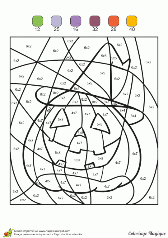 Coloriage Magique Multiplication, Une Citrouille Pour concernant Coloriage Halloween Ce2