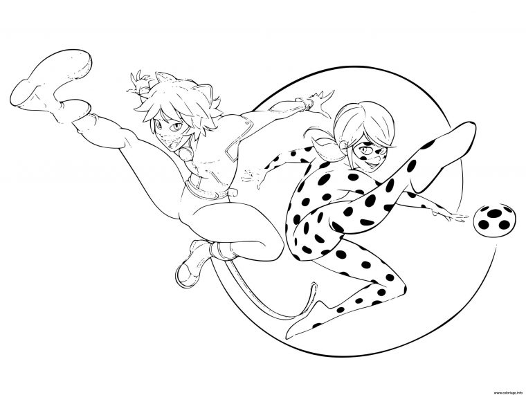 Coloriage Marinette Dupain-Cheng Alias Ladybug Et Adrien à Mask Ladybug Et Chat Noir A Imprimer