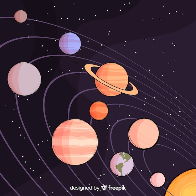 Compositio De Système Solaire Dessiné À La Main Classique à Dessin Facile Du Systa¨me Solaire