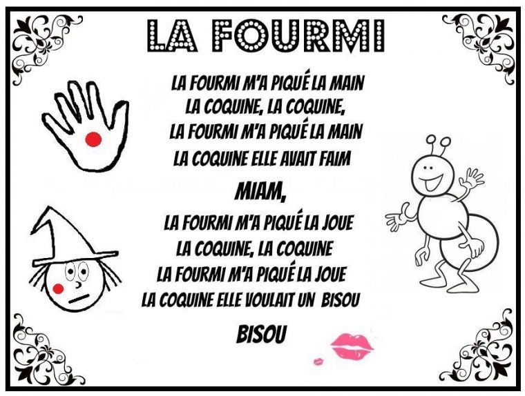 Comptine ""La Fourmi M'A Piqué La Main"" Illustrée encequiconcerne Imprimer La Chansons La Petite Hirondelle