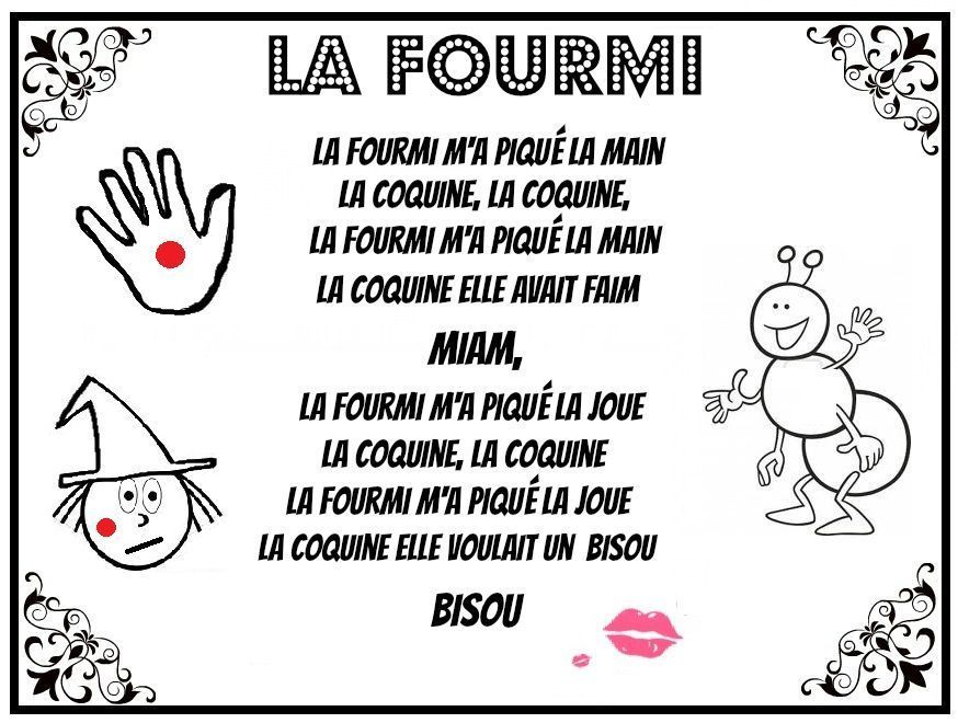 Comptine &quot;&quot;La Fourmi M'A Piqué La Main&quot;&quot; Illustrée encequiconcerne Imprimer La Chansons La Petite Hirondelle