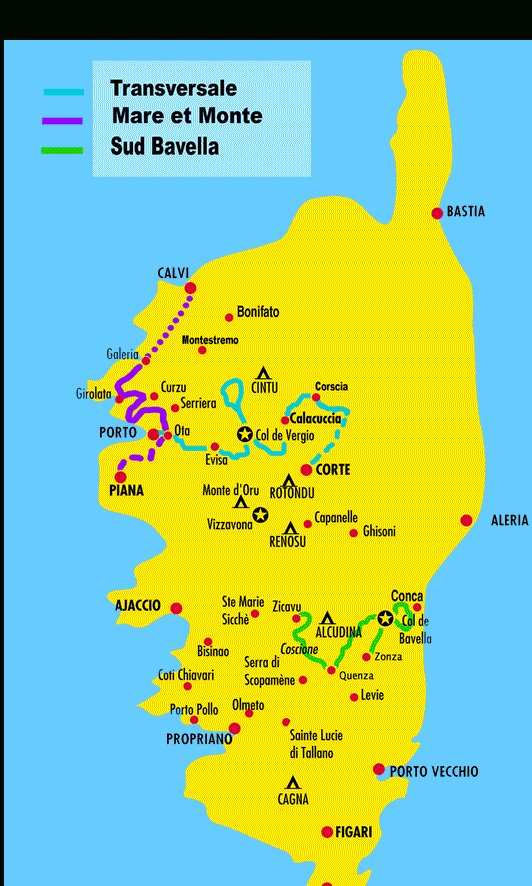 Corse Randonnées pour La Carte De La Corse Entierement Detaillee