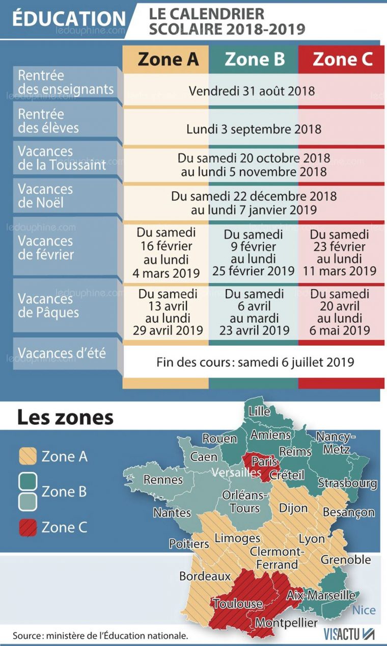 Education | Le Calendrier Des Vacances 2018-2019 Dévoilé serapportantà Dates Des Vacances 2019