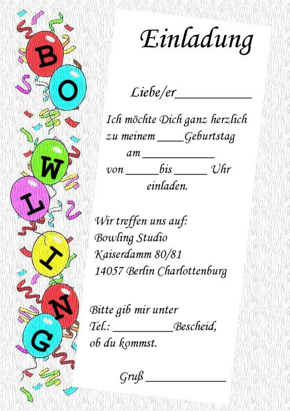 Einladung Kindergeburtstag Bowling Download | Birthday intérieur Urkunde Zum Geburtstag Kostenlos Ausdrucken