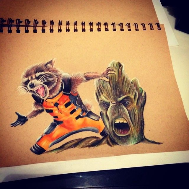 Finished Rocket And Groot, #Guardiansofthegalaxy Just dedans Comment Dessiner Alvin