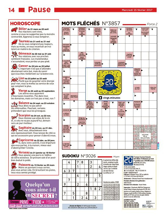 Force 1 – Page 2 Sur 3 – Grille De Mots Fléchés à Mots Croises Force 2 Geants