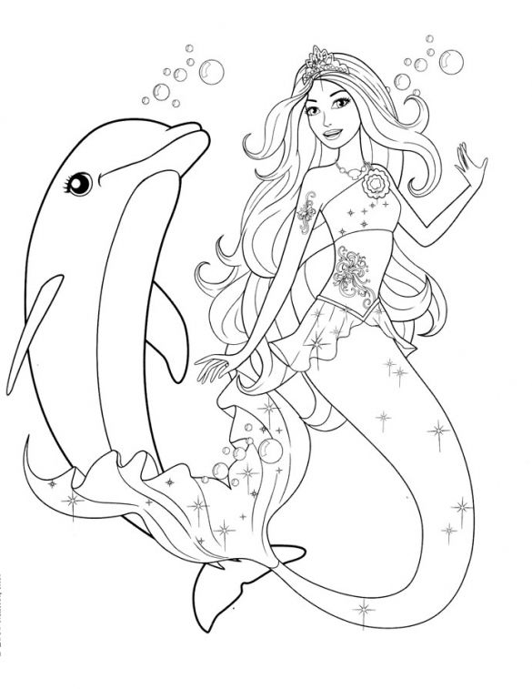 Girls Coloring Pages Barbie Mermaid And Dolphin intérieur Coloriage Barbie Ilcorne