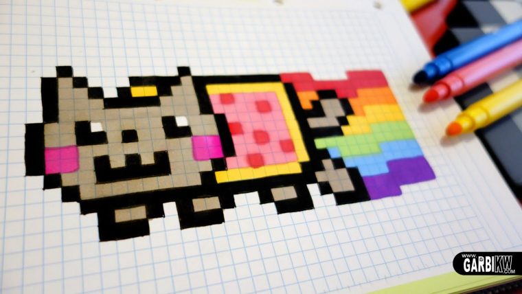 Handmade Pixel Art – How To Draw A Nyan Cat #Pixelart pour Model De Pixel Arte Kawiia 12 Models