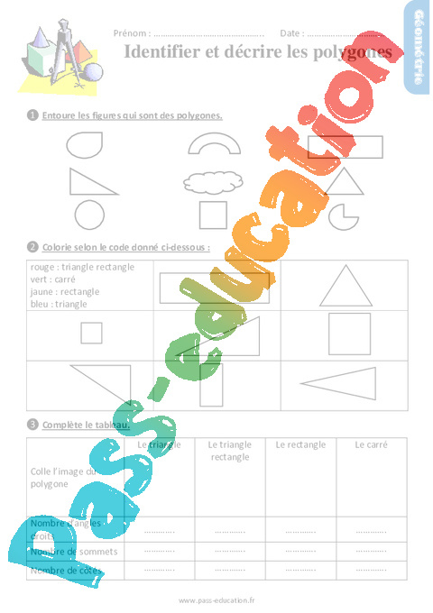 Identifier Et Décrire Les Polygones – Ce1 – Exercices Avec encequiconcerne Ce1 Fiche Les Polygones