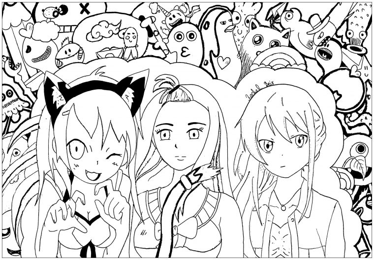 Kawaii Personnages Rigolos Rachel – Coloriage Kawaii pour Dessin Kawaii Fille A Imprimer