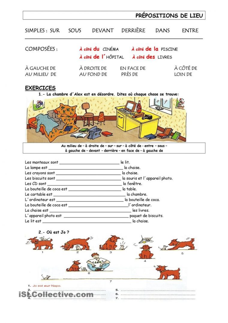 Les Prépositions De Lieu 2 | Prépositions De Lieu destiné Histoire Avec Des Chiffres Fle