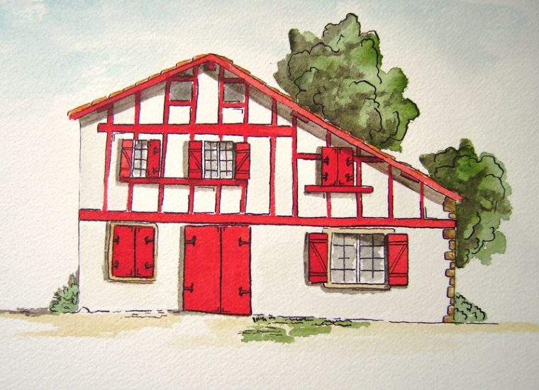 Maison Basque À L'Aquarelle – Le Blog De Charlotte pour Dessin Des Maison Au Futur