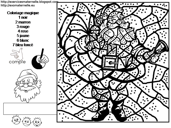 Maternelle: Coloriage Magique : Le Père Noël encequiconcerne Coloriage Magique De Noel