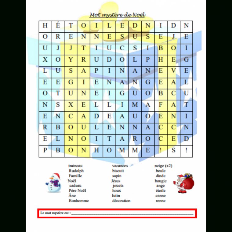 Mot Mystère De Noël serapportantà Noel Mot Croises Allemand