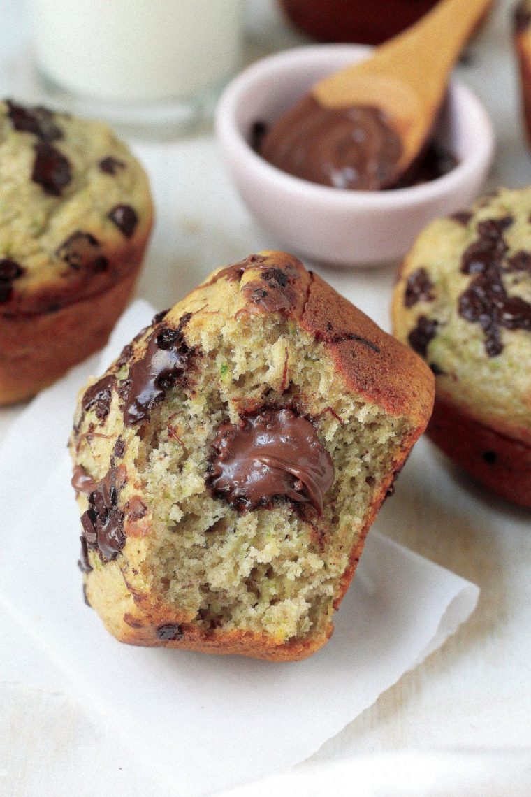 Nutella Stuffed Chocolate Chunk Zucchini Muffins – Baker encequiconcerne Toque De Choc Muffin Nutella