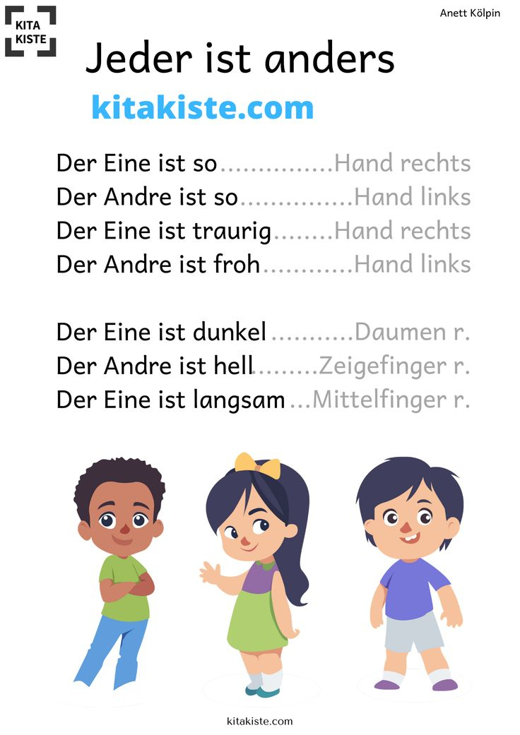 Pin Auf Mini-Gedichte avec Fingerspiel Jeder Ist Anders