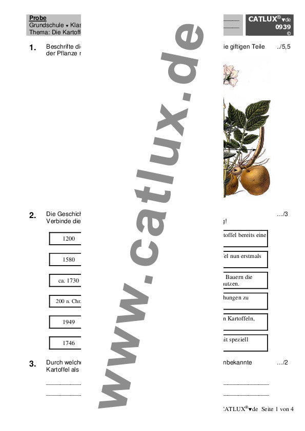 Proben Sachkunde / Hsu Klasse 3 Grundschule Kartoffeln intérieur Kartoffel Sachunterricht 3 Klasse