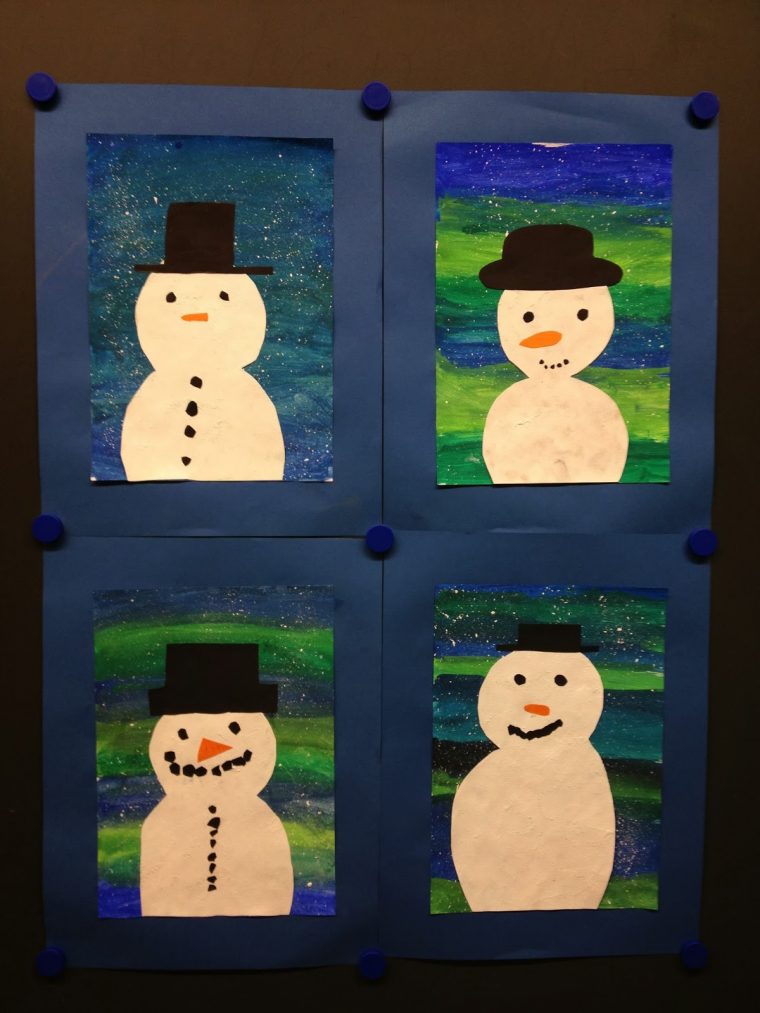 Schneemannbild Mit Warmen & Kalten Farben – Klassenkunst concernant Kalte Und Warme Farben