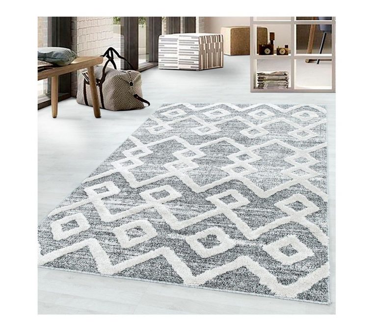 Tapis Scandinave Rectangulaire À Courtes Mèches Tori Gris avec Le Torus A Imprimer