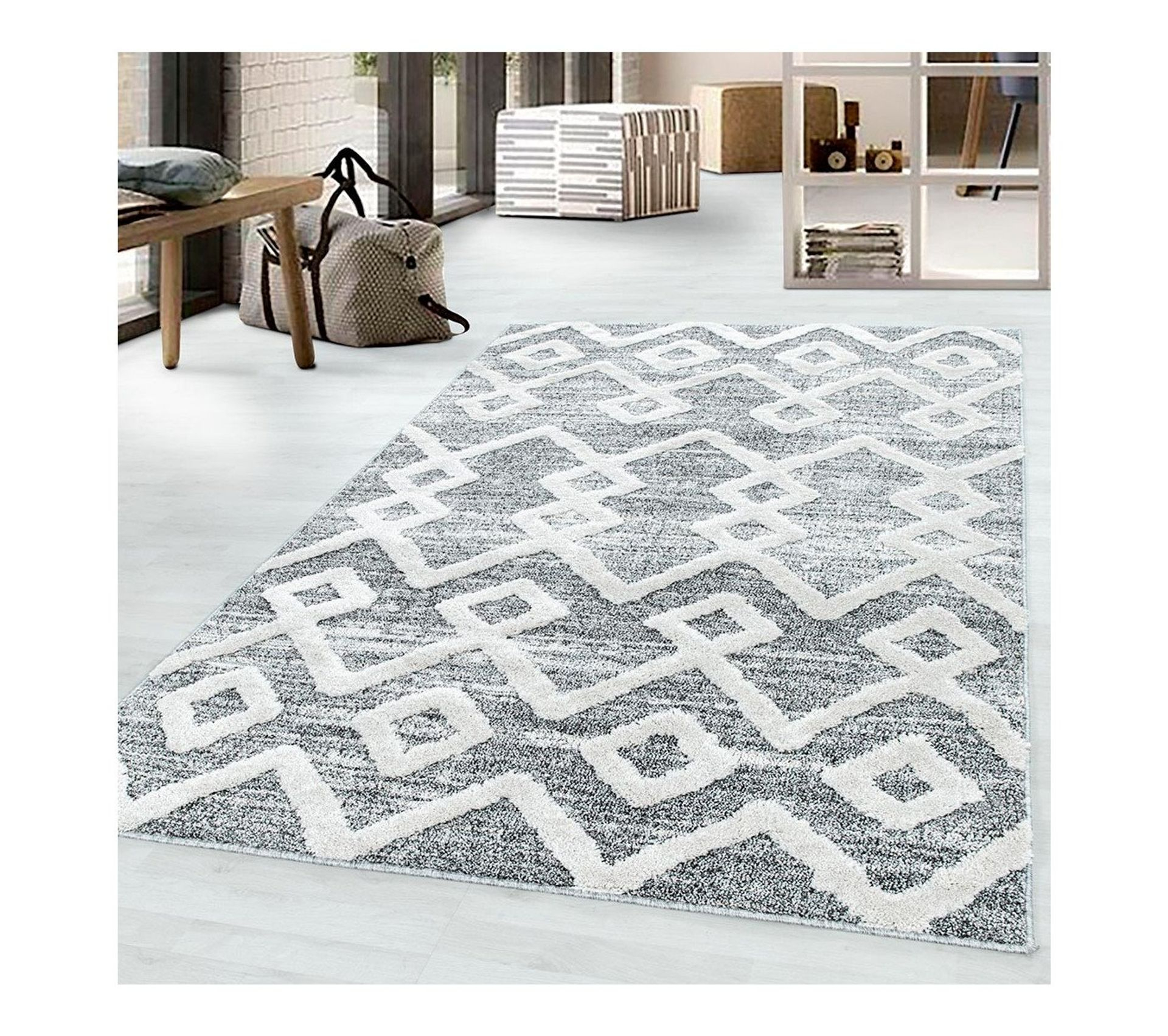 Tapis Scandinave Rectangulaire À Courtes Mèches Tori Gris avec Le Torus