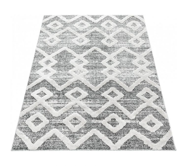 Tapis Scandinave Rectangulaire À Courtes Mèches Tori Gris avec Le Torus A Imprimer