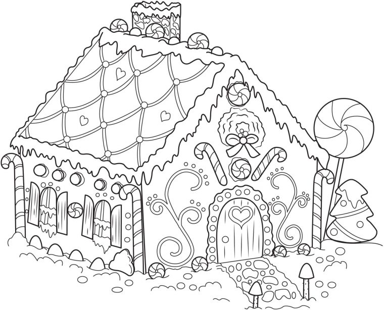 coloring page gingerbread house