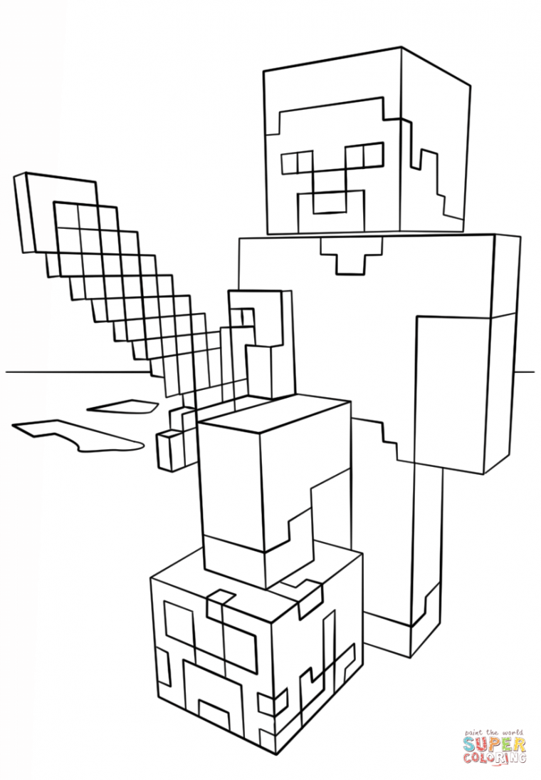 minecraft steve coloring pages