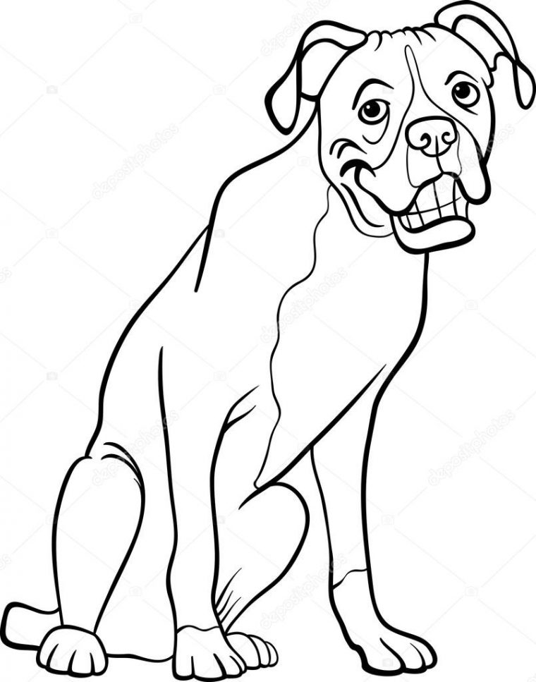 Boxer Dog Cartoon For Coloring Book — Stock Vector © Izakowski #21840491 serapportantà Coloriage Cartoon Dog