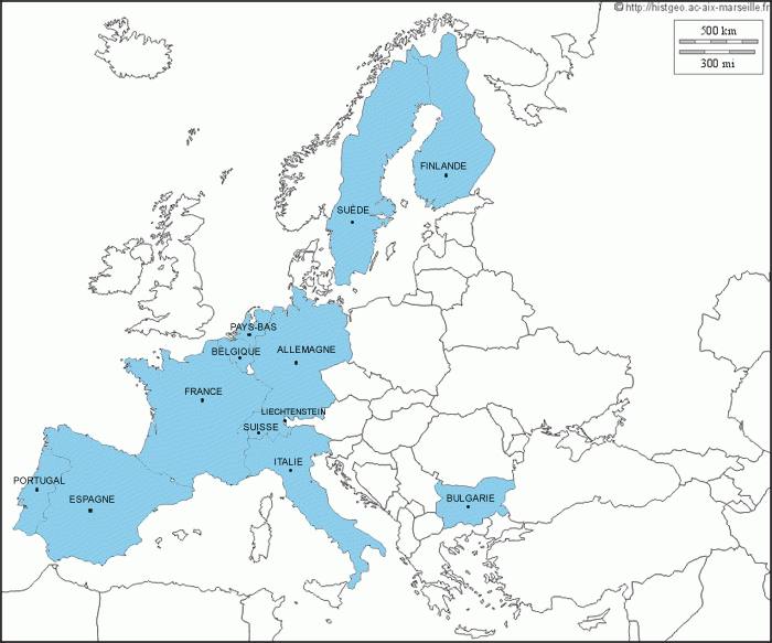 Carte Europe concernant Carte Vierge A Completer Construction Union Europeenne