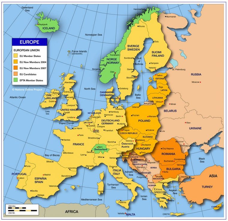 Cartograf.fr : Les Cartes Des Continents : L'Europe : Page 6 serapportantà Carte Vierge A Completer Construction Union Europeenne