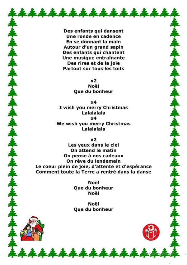 Chansons De Noel – Français Fle Fiches Pedagogiques concernant Chants De Noa«L Frana§Ais Gratuit