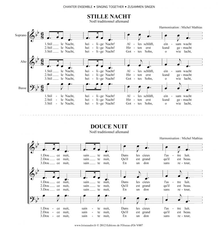 Chant De Noel Allemand Stille Nacht pour Chants De Noa«L Frana§Ais Gratuit