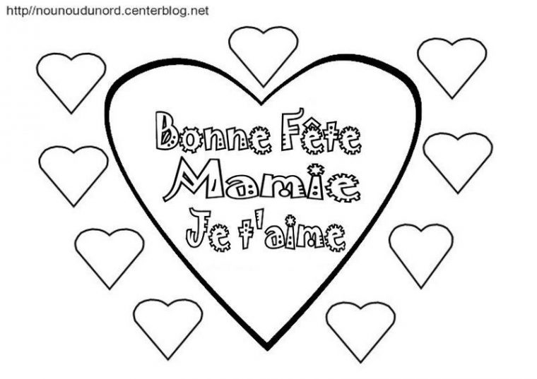 Coeur Bonne Fête Mamie, Coloriage Et En Coleur intérieur Dacsin A Inprimac Anniversaire Mamie