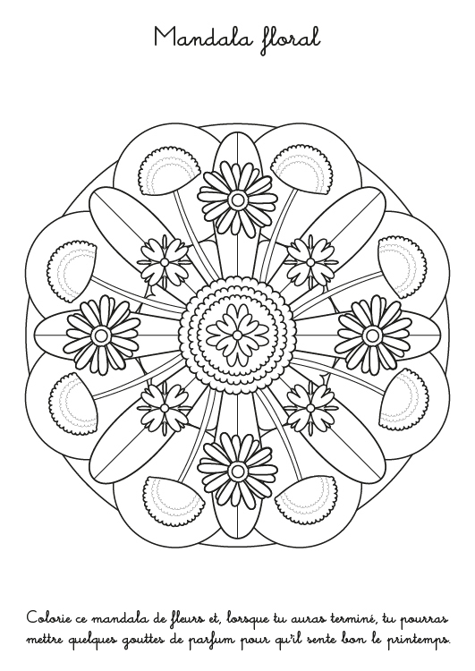 Coloriage À Imprimer : Mandala Avec Des Fleurs tout Kit Coloriage Mandala