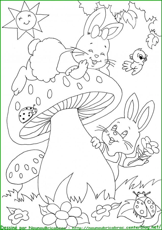 Coloriage Animaux S'Amusent Dans Le Jardin Dessin Gratuit À Imprimer à Dessin A Colorier Facile Animaux